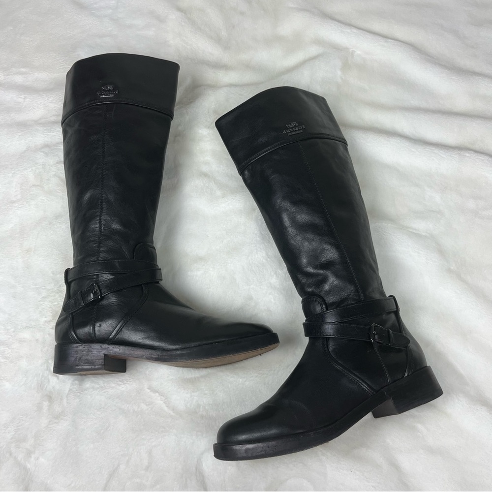 COACH LEATHER ELM KNEE HIGH BOOTS IN BLACK SIZE 6.5 - Picture 15 of 16